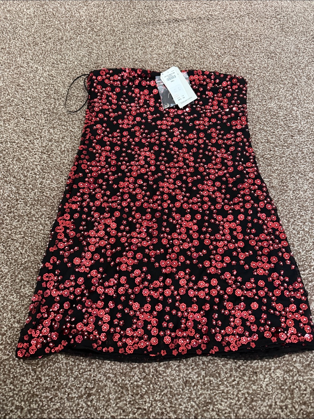 Abercrombie & Fitch Black Strapless Mini Dress with Red Floral Print